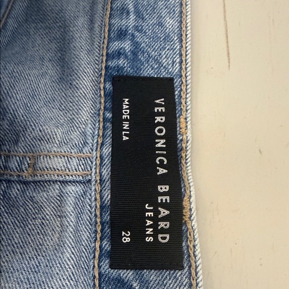 Veronica Beard Dylan Full Length Straight High Rise Pebble Stone Size 28 - Picture 6 of 13